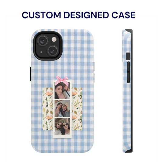 Blue Gingham PhotoStrip Custom Case