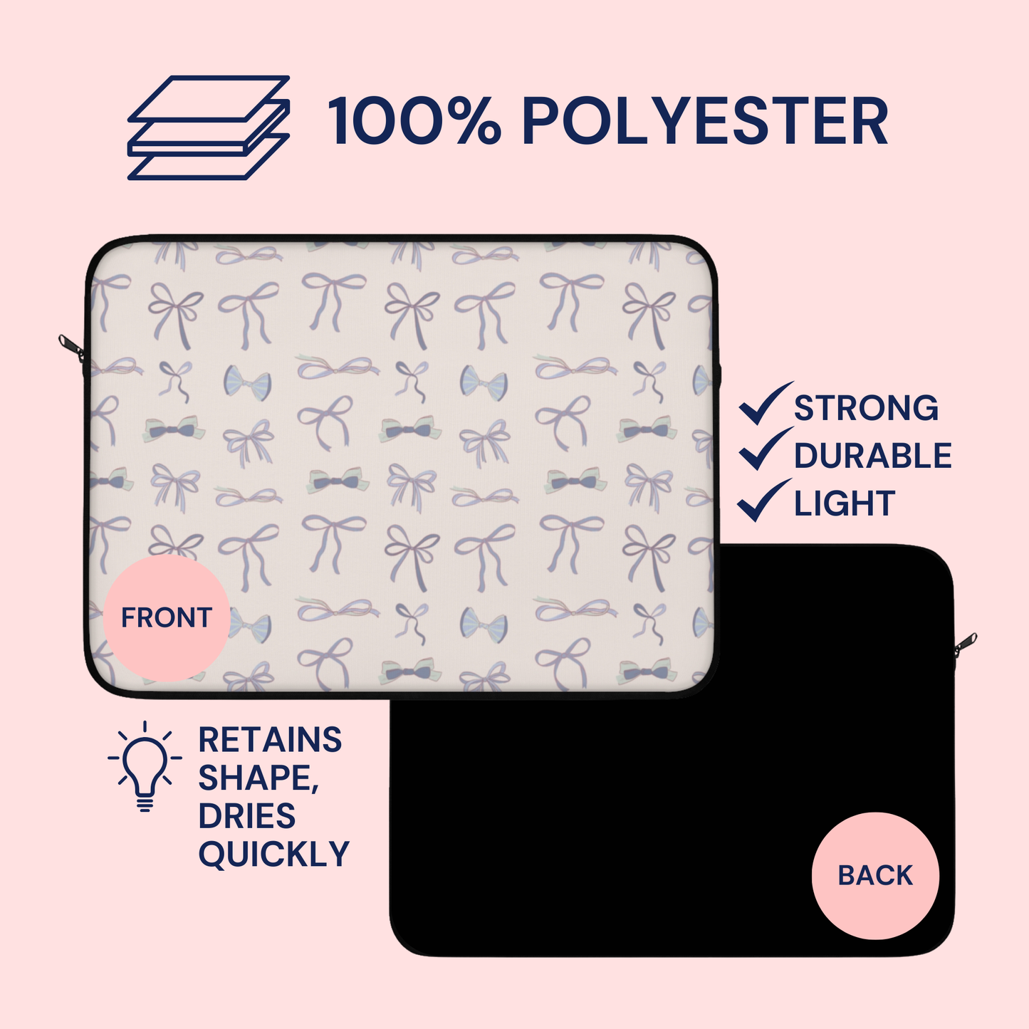 Blue Bows Laptop Sleeve