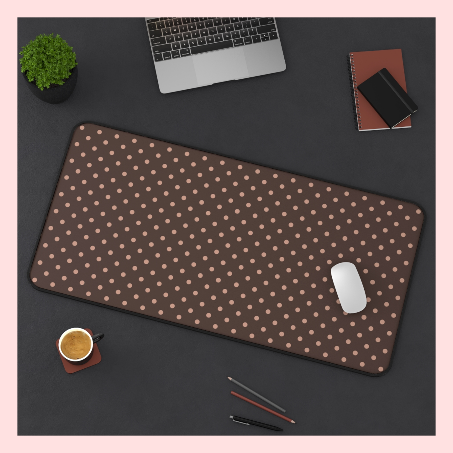 Polka Dot Mocha Desk Mat