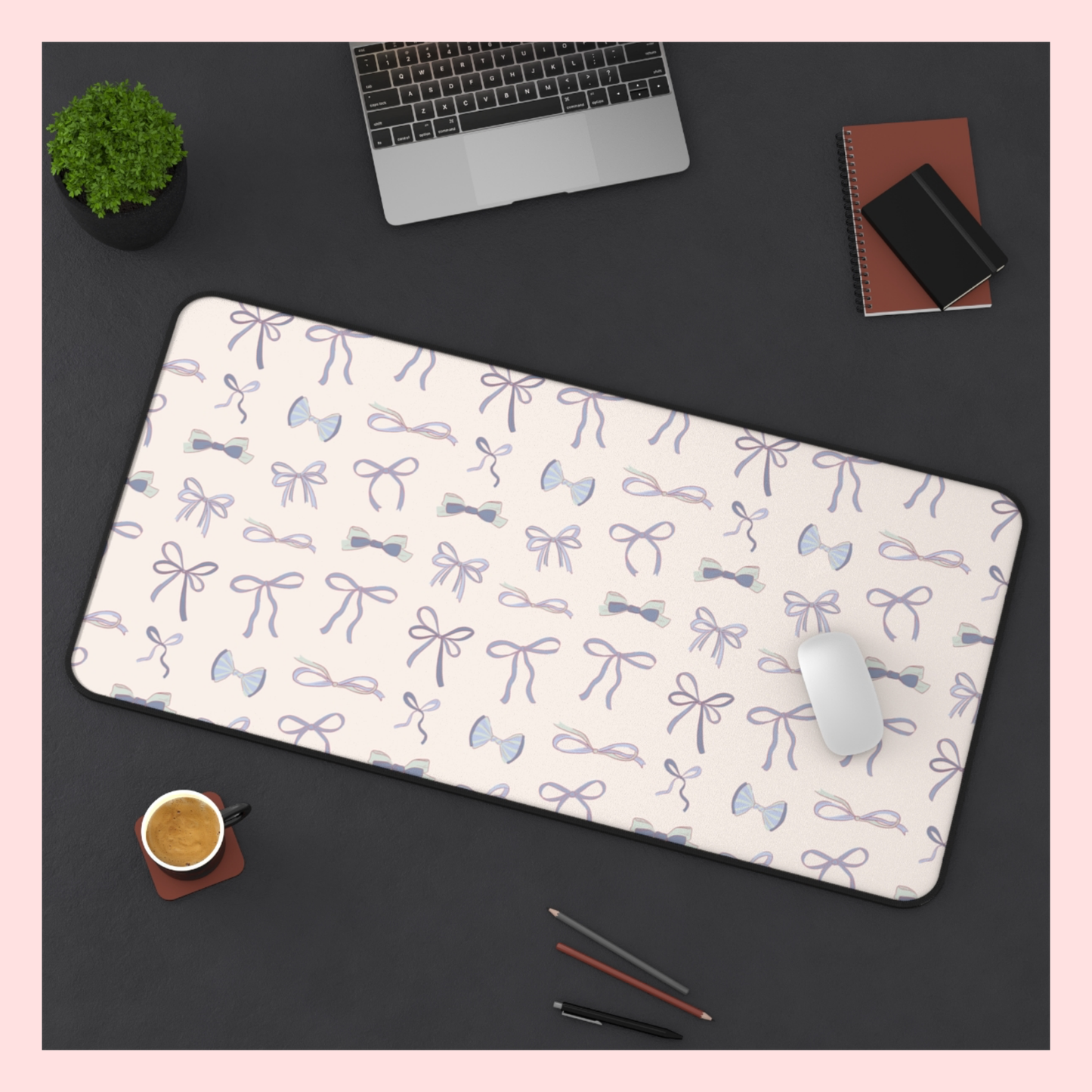 Blue Bows Desk Mat