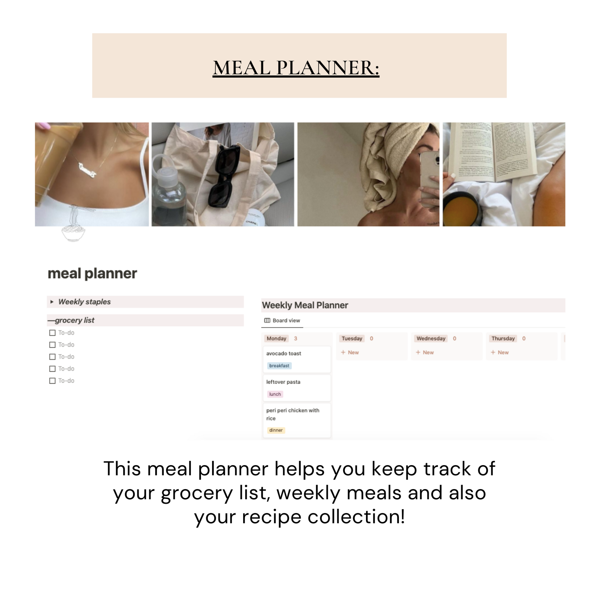 Glow Up Notion Templates | Biege - Wellness By Her Shop