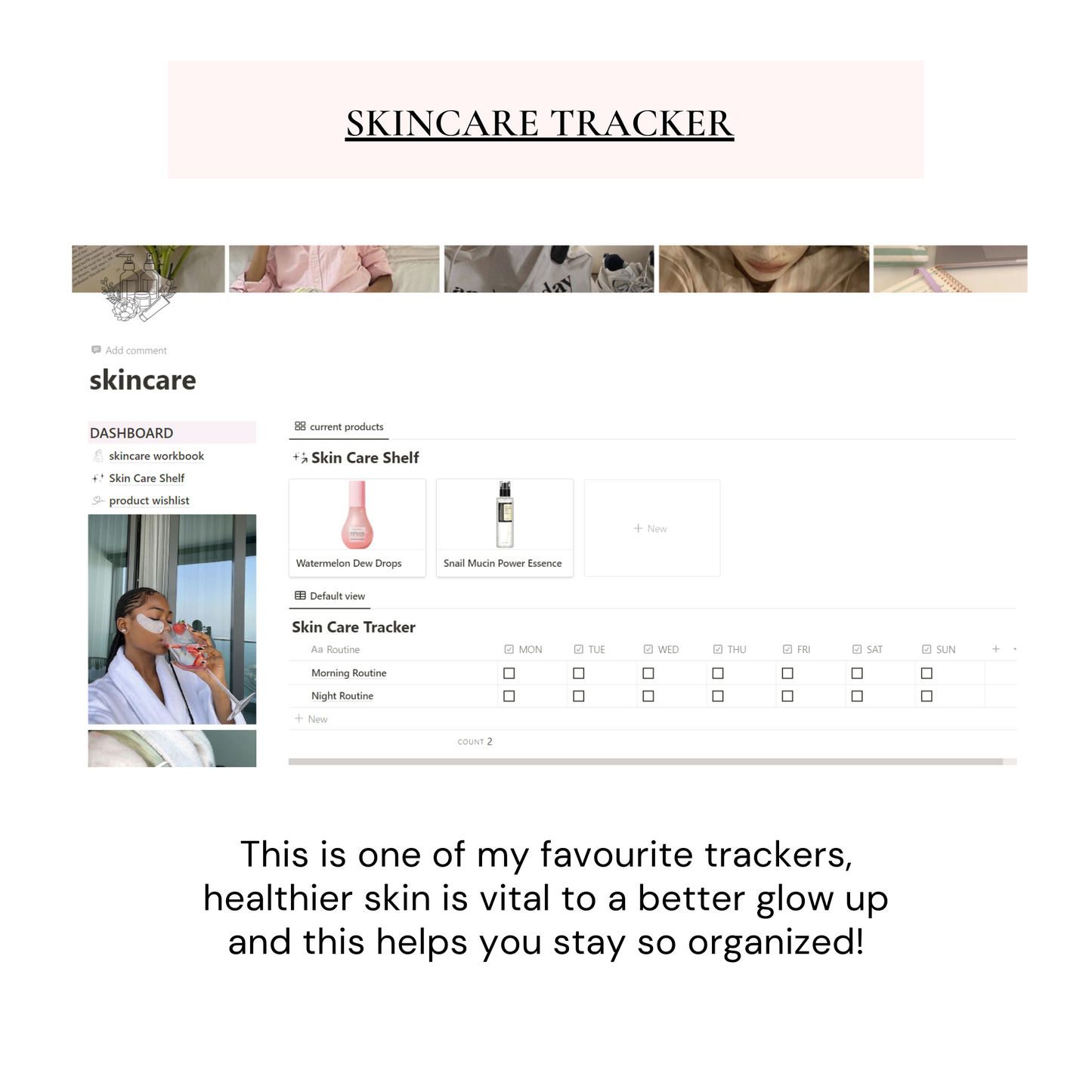 Glow Up Notion Templates | Pink - Wellness By Her Shop