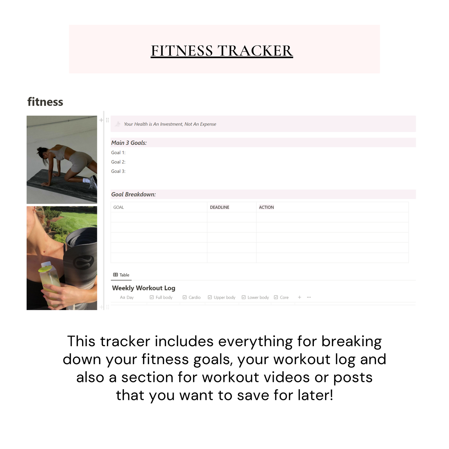 Glow Up Notion Templates | Pink - Wellness By Her Shop