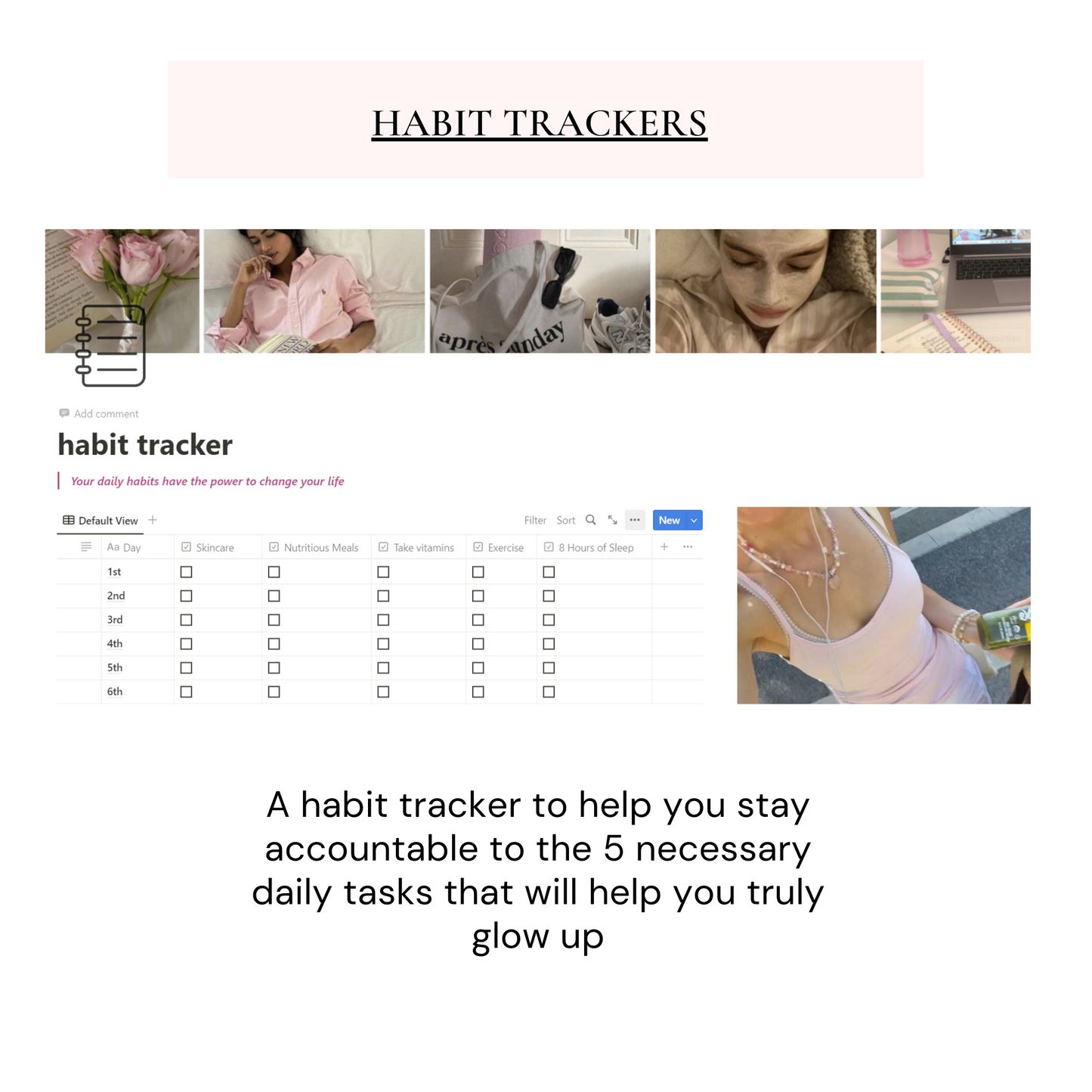 Glow Up Notion Templates | Pink - Wellness By Her Shop