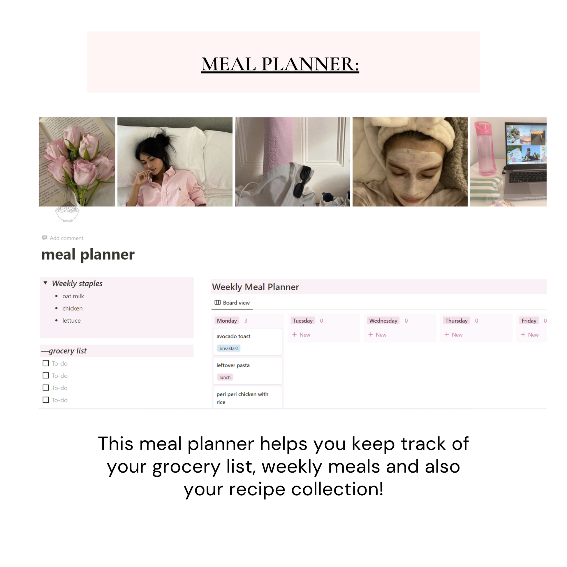 Glow Up Notion Templates | Pink - Wellness By Her Shop