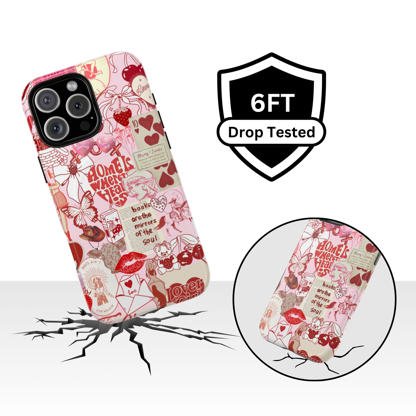 Lucky You Red Collage Phone Case