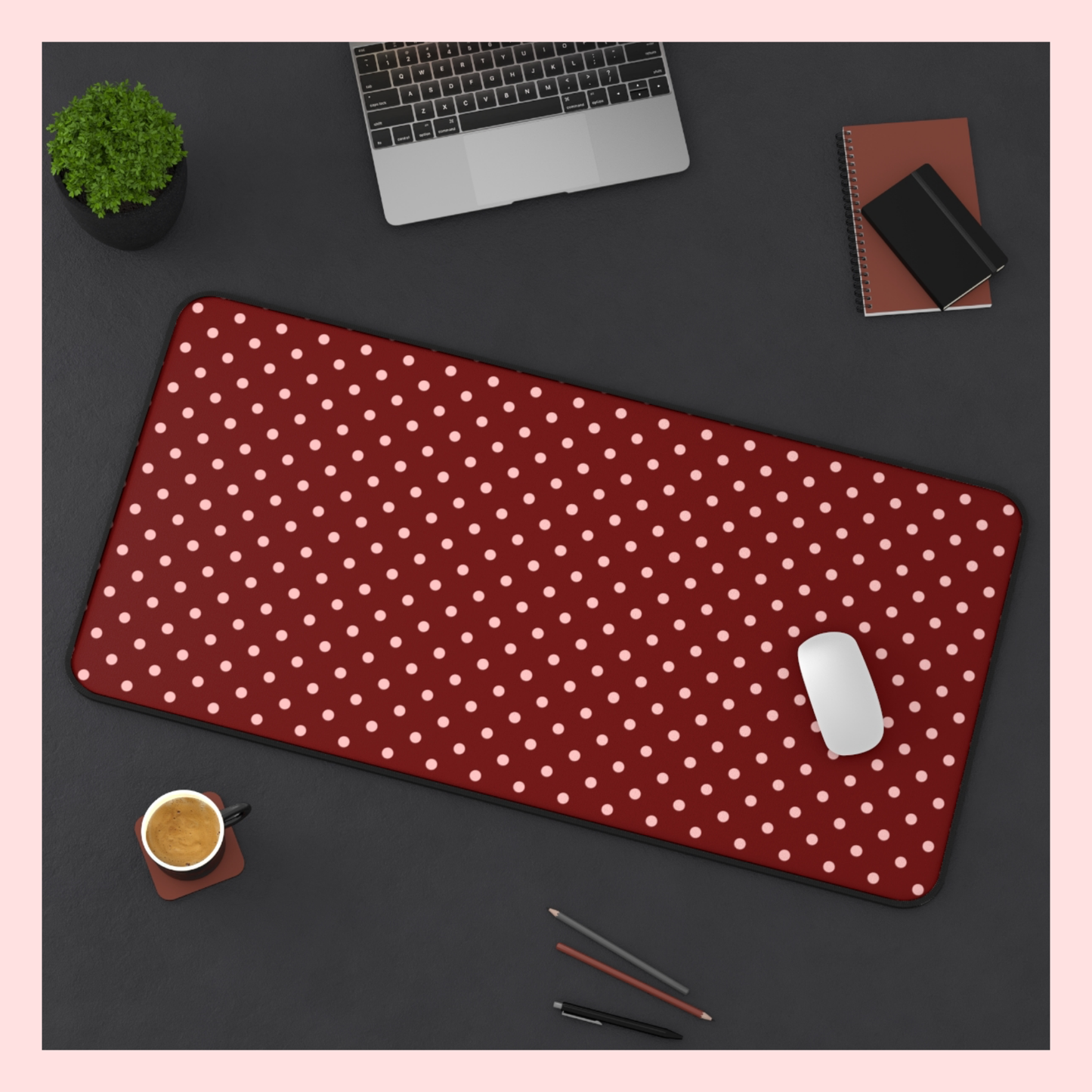 Polka Dot Cherry Desk Mat