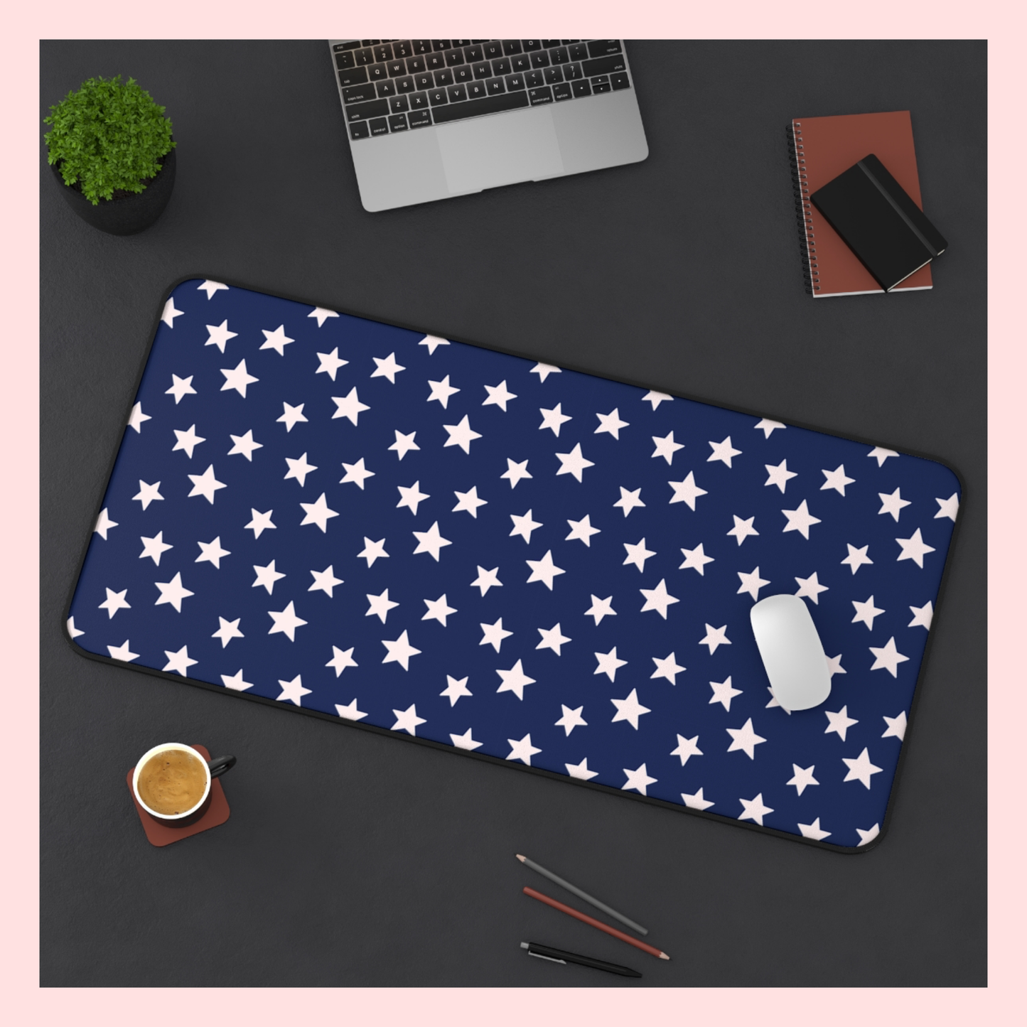 Stars Dark Blue Desk Mat