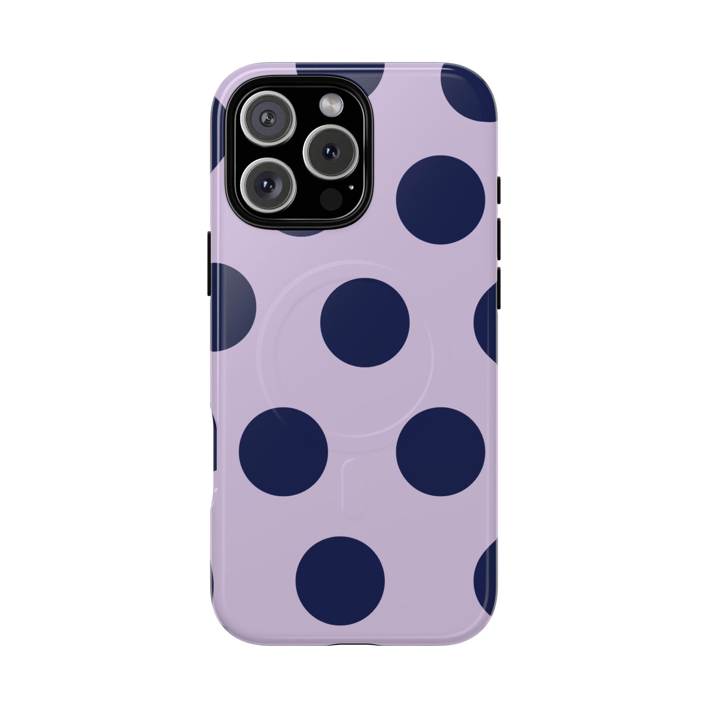 Lavender Navy Large Polka Dots