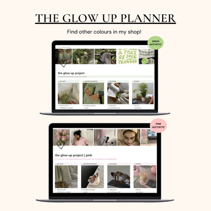 Glow Up Notion Templates | Biege - Wellness By Her Shop