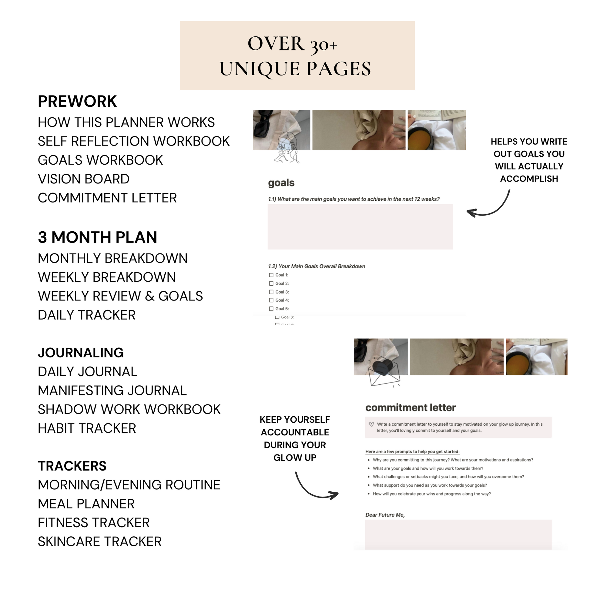 Glow Up Notion Templates | Biege - Wellness By Her Shop